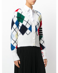 Cardigan à losanges blanc Thom Browne