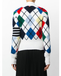 Cardigan à losanges blanc Thom Browne