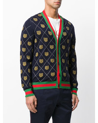 Cardigan à losanges bleu marine Gucci