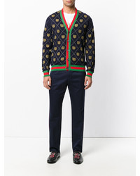 Cardigan à losanges bleu marine Gucci