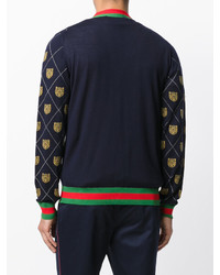 Cardigan à losanges bleu marine Gucci