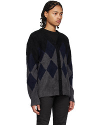 Cardigan à losanges noir Sacai