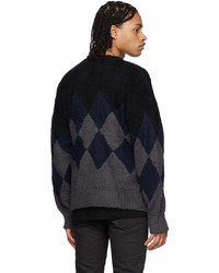 Cardigan à losanges noir Sacai