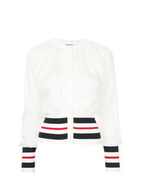 Cardigan à rayures horizontales blanc Thom Browne