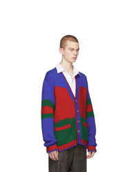 Cardigan à rayures horizontales bleu Gucci