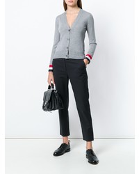 Cardigan à rayures horizontales gris Thom Browne