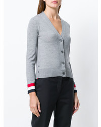 Cardigan à rayures horizontales gris Thom Browne