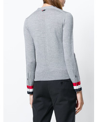 Cardigan à rayures horizontales gris Thom Browne