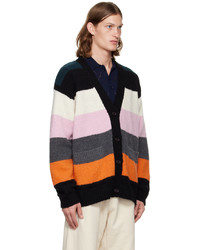 Cardigan à rayures horizontales multicolore Dries Van Noten