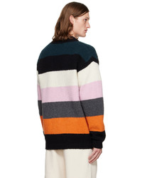 Cardigan à rayures horizontales multicolore Dries Van Noten