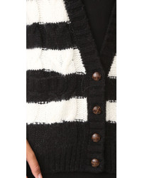 Cardigan à rayures horizontales noir et blanc Current/Elliott