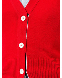 Cardigan à rayures horizontales rouge Thom Browne