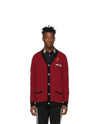 Cardigan à rayures horizontales rouge Gucci