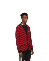 Cardigan à rayures horizontales rouge Gucci
