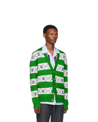 Cardigan à rayures horizontales vert Gucci