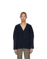 Cardigan bleu marine Homme Plissé Issey Miyake