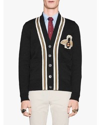 Cardigan brodé noir Gucci