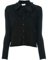 Cardigan en soie orné noir