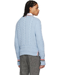 Cardigan en tricot bleu clair Thom Browne