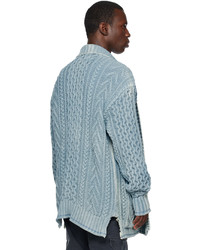 Cardigan en tricot bleu clair Greg Lauren