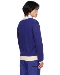 Cardigan en tricot bleu marine MAISON KITSUNÉ