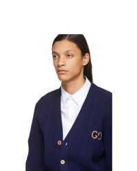 Cardigan en tricot bleu marine Gucci