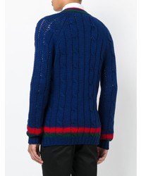 Cardigan en tricot bleu marine Gucci