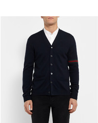 Cardigan en tricot bleu marine Gucci