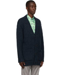 Cardigan en tricot bleu marine Dries Van Noten