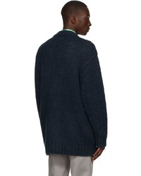 Cardigan en tricot bleu marine Dries Van Noten