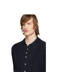 Cardigan en tricot bleu marine Thom Browne