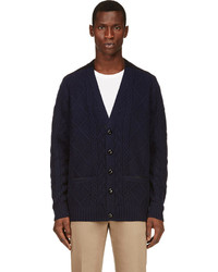 Cardigan en tricot bleu marine Sacai