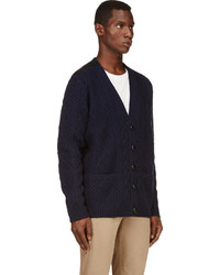 Cardigan en tricot bleu marine Sacai