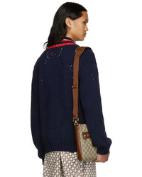 Cardigan en tricot bleu marine Gucci