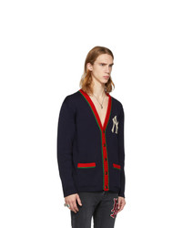 Cardigan en tricot bleu marine Gucci