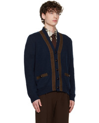 Cardigan en tricot bleu marine Ernest W. Baker