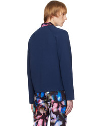 Cardigan en tricot bleu marine Dries Van Noten