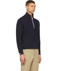 Cardigan en tricot bleu marine Thom Browne