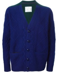 Cardigan en tricot bleu Sacai