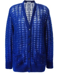 Cardigan en tricot bleu Saint Laurent