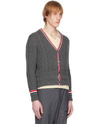 Cardigan en tricot gris foncé Thom Browne