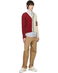 Cardigan en tricot rouge Thom Browne