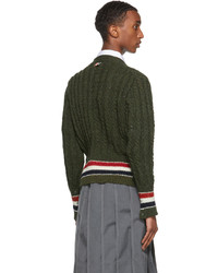 Cardigan en tricot vert foncé Thom Browne