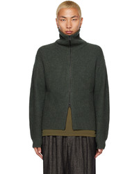 Cardigan en tricot vert foncé Lisa Yang
