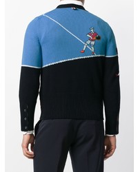 Cardigan imprimé bleu marine Thom Browne