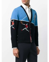 Cardigan imprimé bleu marine Thom Browne