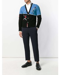 Cardigan imprimé bleu marine Thom Browne