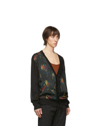 Cardigan imprimé noir Dries Van Noten