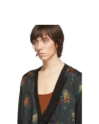 Cardigan imprimé noir Dries Van Noten