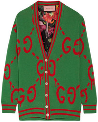 Cardigan imprimé vert